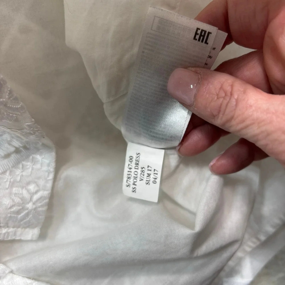 Banana Republic White Textured Tufted Geometric Polo Dress Short Sleeve S #914